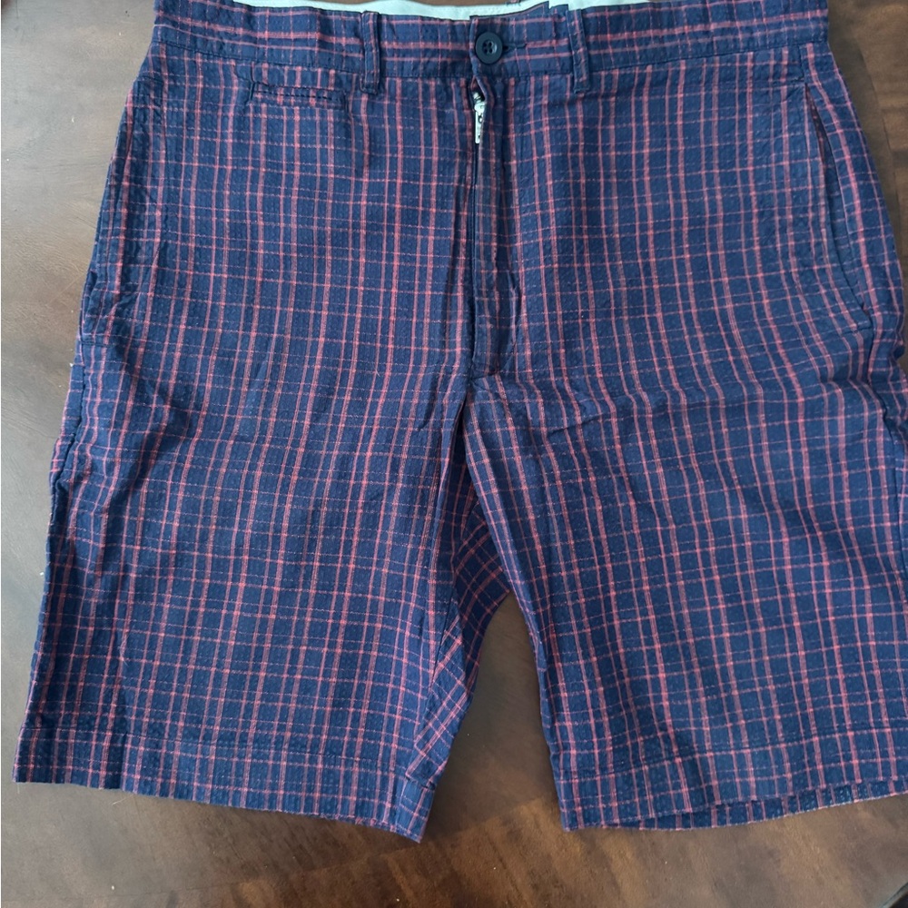 Grayers Navy and Burgundy Plaid Shorts